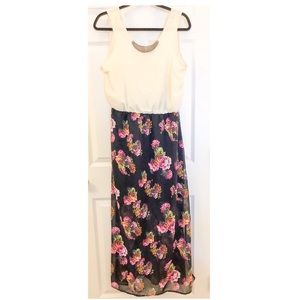 Beautiful Cream and Floral Maxi Dress